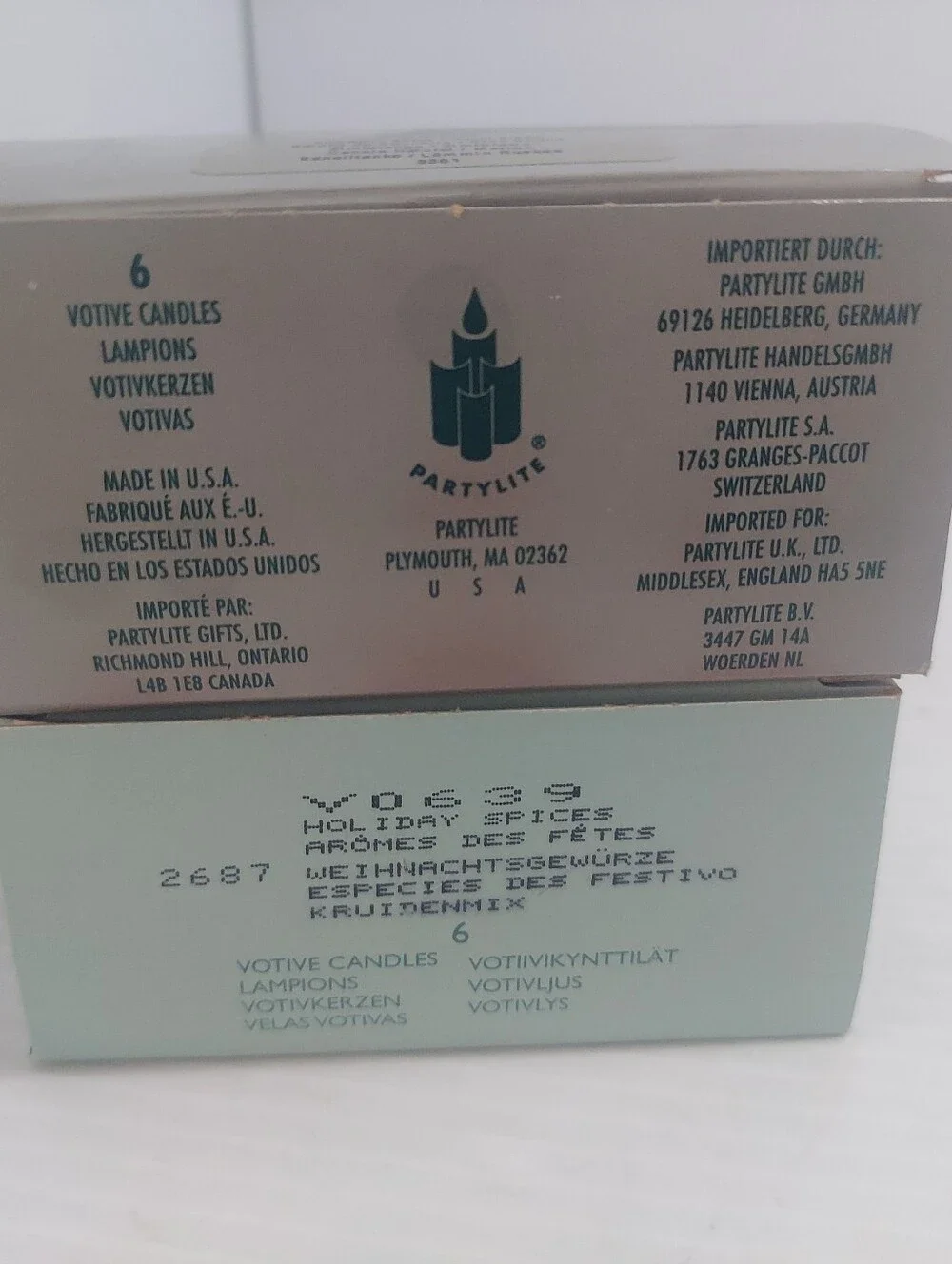 Partylite Votive Candles Holiday Spices V0639 & Cinnamon Stick VO680 NOS